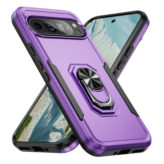 Decase for Google Pixel 9 / 9 Pro Case with Kickstand Armor Magnetic Ring Rugged Protective Military Grade Shockproof Case for Google Pixel 9 / 9 Pro Phone Case,Purple+Black