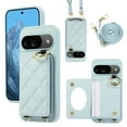 thumbnail image 1 of Decase for Google Pixel 9 / 9 Pro Case, Luxury Soft Rhomboid PU Leather Wallet, Shockproof Protective Phone Cover for Google Pixel 9 / 9 Pro with Crossbody Landyard,Blue, 1 of 9