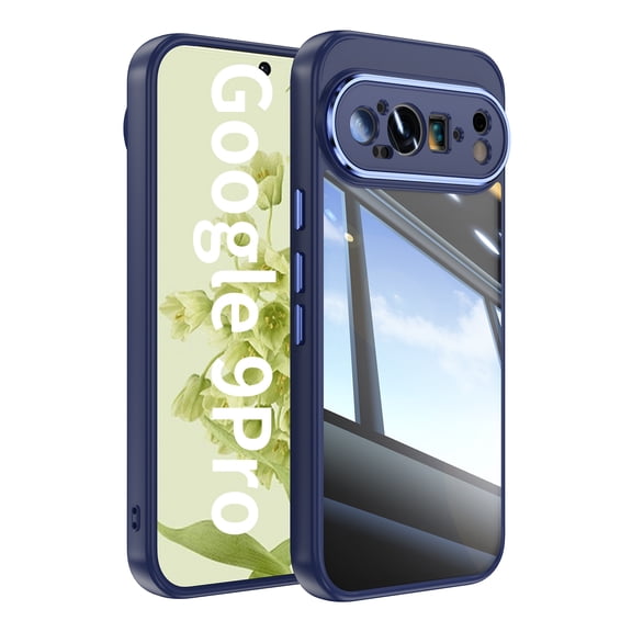 Decase for Google Pixel 9 and Pixe 9 Pro Case, Hard PC Back Shell Thickened Shock-Absorption Flexible TPU Bumpers Case Cover for Pixel 9 and Pixel 9 Pro,Blue