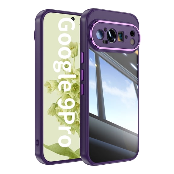 Decase for Google Pixel 9 and Pixe 9 Pro Case, Hard PC Back Shell Thickened Shock-Absorption Flexible TPU Bumpers Case Cover for Pixel 9 and Pixel 9 Pro,Darkpurple