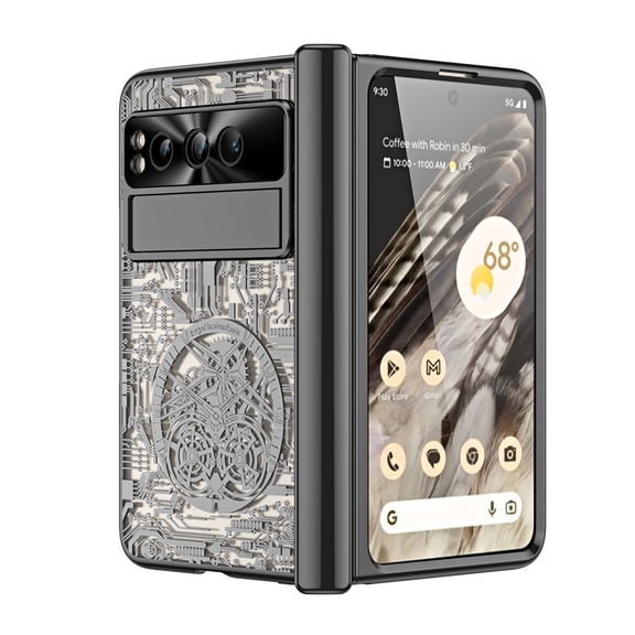 Decase for Google Pixel Fold 2023,Hinge Protection with Built-in Screen Protector  Full Body Shockproof Plating Personalized Rugged Phone Covers Case for Google Pixel Fold,Black