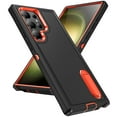 thumbnail image 1 of Decase Heavy-Duty 3-Layer Military Protection Case for Samsung Galaxy S25 Ultra Shock Resistant with Hidden Kickstand, Hybrid Bumper, Rugged Rubber Phone Cover, Black+Orange, 1 of 8