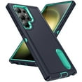 thumbnail image 1 of Decase Heavy-Duty 3-Layer Military Protection Case for Samsung Galaxy S25 Ultra Shock Resistant with Hidden Kickstand, Hybrid Bumper, Rugged Rubber Phone Cover, Darkblue+Mint, 1 of 8
