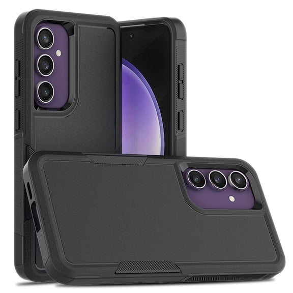 Decase Heavy-Duty Case for Samsung Galaxy S24 FE,Dual Layer Military Grade Drop Protection Anti-Fingerprint Anti-Scratch Hard Back Cover Silicone Bumper Shockproof Case for Galaxy S24 FE,Black