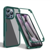 Decase Heavy Duty Clear Phone Shell for Apple iPhone 16 ,Built-in Front Screen Protector Rubber Bumper Shockproof Cover  for iPhone 16,Green