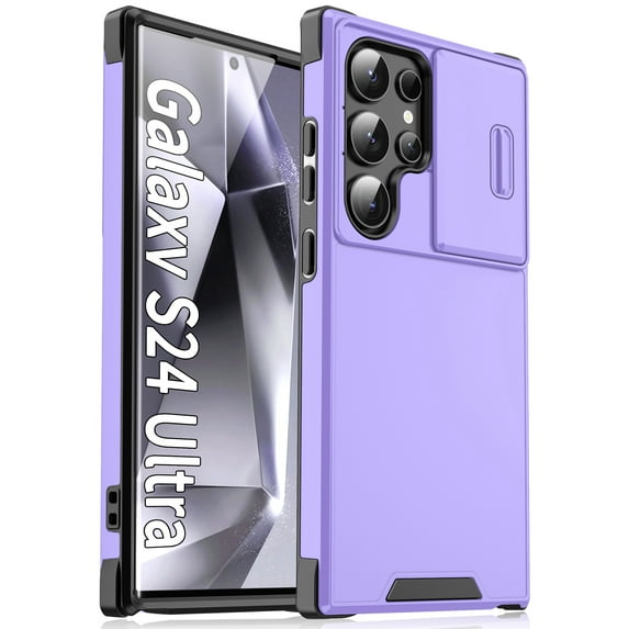 Decase Heavy Duty Military-Grade Phone Case for Samsung Galaxy S25 Ultra with Slide Cover Protection, Wireless Charging Support,Magnetic Stand,Rugged Anti-Slip Matte Shockproof Case,Purple