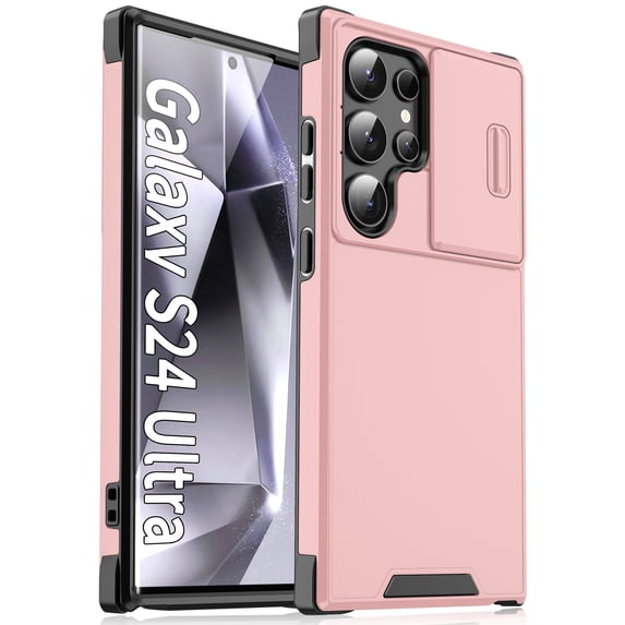 Decase Heavy Duty Military-Grade Phone Case for Samsung Galaxy S25 Ultra with Slide Cover Protection, Wireless Charging Support,Magnetic Stand,Rugged Anti-Slip Matte Shockproof Case,Pink