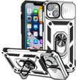 thumbnail image 1 of Decase Heavy Duty Rugged Case for iPhone 14 Plus,Shockproof Scratch Resistant Case with Slide Camera Cover Built-in 360° Ring Holder Kickstand Magentic Protective Case For iPhone 14 Plus,Silver, 1 of 9