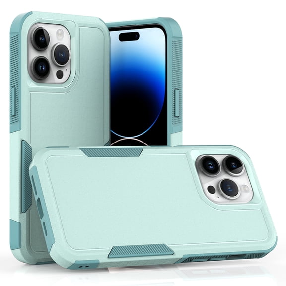 Decase Heavy-Duty Rugged Case for iPhone 15 Pro Max,Dual Layer Military Grade Drop Protection Anti-Fingerprint Anti-Scratch Hard Cover Silicone Bumper Shockproof Case for iPhone 15 Pro Max,Mint
