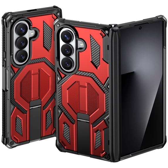 Matte Red Magnets Decase Heavy Duty Shockproof Case for Samsung Galaxy Z Fold 7 with ...