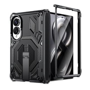 Decase Heavy Duty Shockproof Case for Samsung Galaxy Z Fold 8 with Kickstand Magnetic Hinge Protection Matte Armor Cover, Black