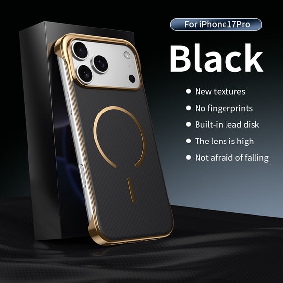 Decase Kevlar-Texture Magnetic Case for iPhone 17 Pro,Slim Frameless Back Cover, Hard PC Shock-Absorbent, Anti-Scratch, Heat-Dissipating, Anti-Fingerprint, Wireless-Charging Compatible,Black