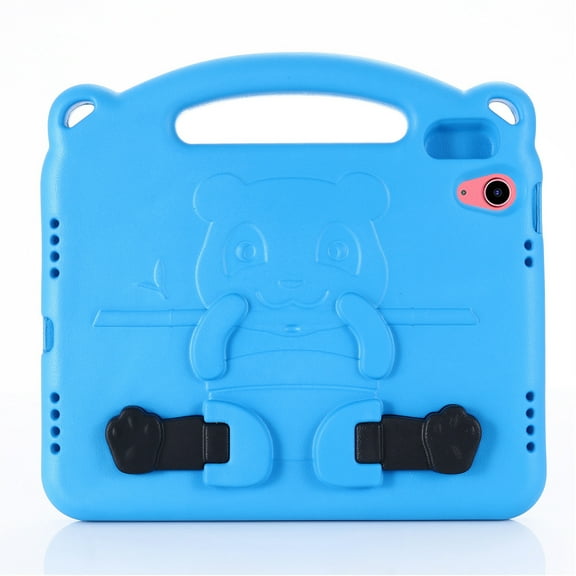 Decase Kids Case for iPad 10th Generation 10.9 inch Case Boys Girls, Cute Bear Panda Shockproof LightWeight EVA Foam Bumper Protective Handle Stand Boys Girls Kid-Friendly Skinshell Case, Blue