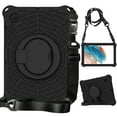 thumbnail image 1 of Decase Kids Friendly Tablet Shell for Samsung Galaxy Tab A8 10.5 inch 2022 Model SM-X200/X205/X207,Rugged Shockproof Hybrid Armor Cover With Shoulder Strap / 360° Rotating Kickstand, Black, 1 of 9