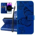 thumbnail image 1 of Decase Leather Case for Samsung Galaxy S24 Plus,Embossed Butterfly Pattern Folio Flip Case with Wristband Strap,Wallet Card Slots Stand Phone Cover for Samsung Galaxy S24 Plus,Blue, 1 of 5