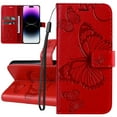 thumbnail image 1 of Decase Leather Case for Samsung Galaxy S24 Plus,Embossed Butterfly Pattern Folio Flip Case with Wristband Strap,Wallet Card Slots Stand Phone Cover for Samsung Galaxy S24 Plus,Red, 1 of 5