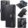 thumbnail image 1 of Decase Leather Magnetic Phone Case for iPhone 15 Pro,2 in 1 Detachable Wallet Case Cover with 4 Card Cash Slots & Magnetic Clasp Compatible with Apple 15 Pro - Black, 1 of 7