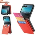 thumbnail image 1 of Decase Leather Wallet Case for Motorola Razr 40 Ultra with Card Slot Finger Ring Holder Slim Thin Premium PU Leather Anti-Scratch Shockproof Protective Wear-Resistant Case for Men Women, Orange, 1 of 7