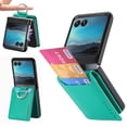 thumbnail image 1 of Decase Leather Wallet Case for Motorola Razr 40 Ultra with Card Slot Finger Ring Holder Slim Thin Premium PU Leather Anti-Scratch Shockproof Protective Wear-Resistant Case for Men Women, Green, 1 of 7