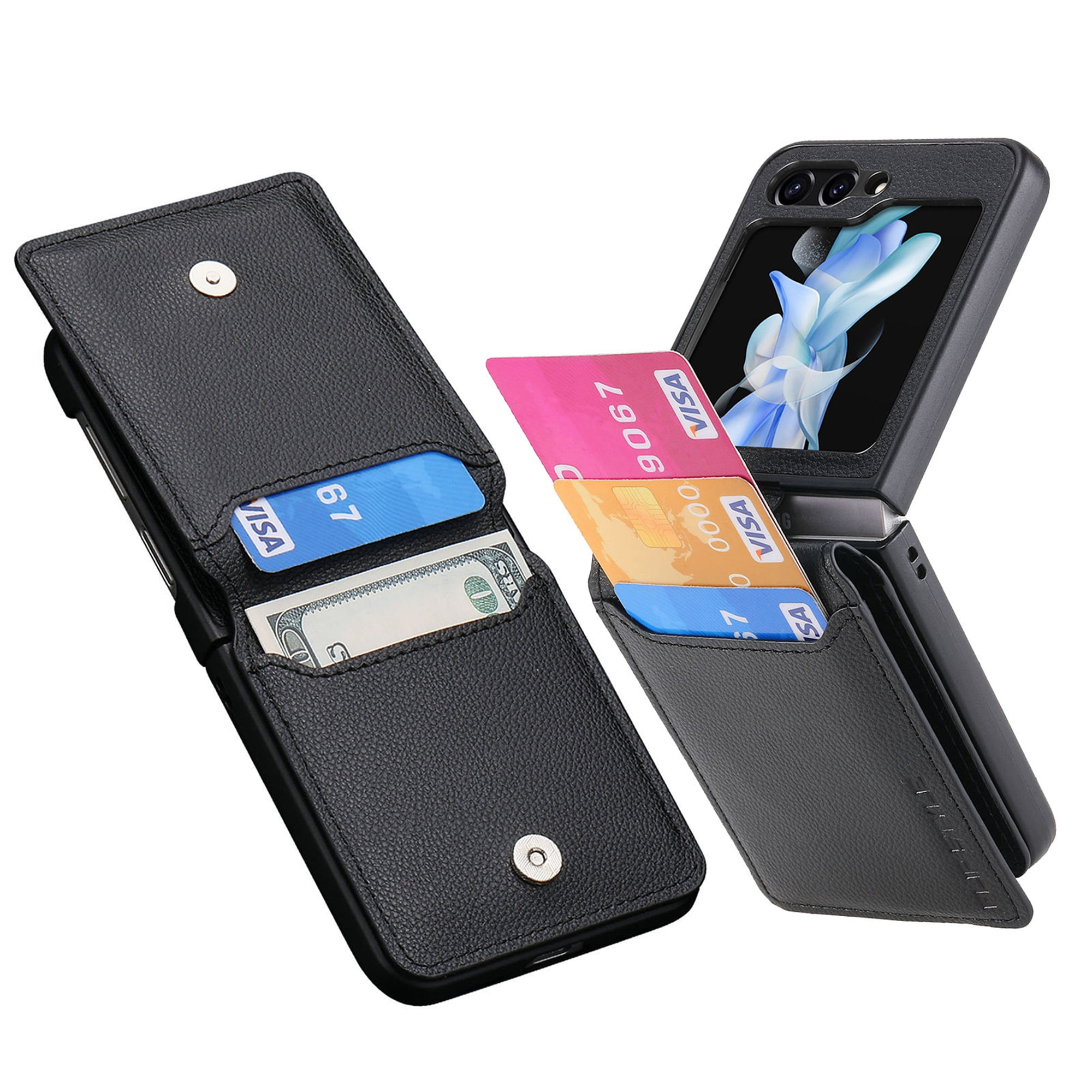 Decase Leather Wallet Case for Samsung Galaxy Z Flip 5 with Card