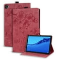 thumbnail image 1 of Decase for Lenovo Tab M10 Plus 10.6 (3rd Gen) Tablet Shell ,Cute Cat Flower Embossed Patter Tri-Fold Stand Protection Shockproof Cover With Wallet Card Slots & Anti-Slip Strips,Winered, 1 of 7