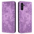 thumbnail image 1 of Decase Luxury Retro Leather Wallet Case for Samsung Galaxy A54 5G,Retro Elephant Texture PU Leather Flip Cover with Card Holder Slots, Shockproof Rugged Magnetic Folio Phone Case,Purple, 1 of 7