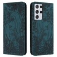 thumbnail image 1 of Decase Luxury Retro Leather Wallet Case for Samsung Galaxy S21 Ultra,Retro Elephant Texture PU Leather Flip Cover with Card Holder Slots, Shockproof Rugged Magnetic Folio Phone Case,Green, 1 of 7