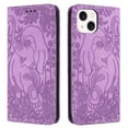 thumbnail image 1 of Decase Luxury Retro Leather Wallet Case for iPhone 15 Plus,Retro Elephant Texture PU Leather Flip Cover with Card Holder Slots, Shockproof Rugged Magnetic Folio Phone Case,Purple, 1 of 7
