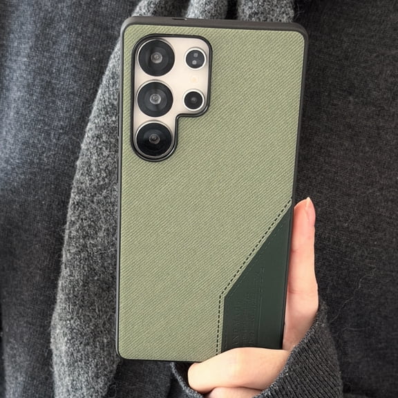 Decase Mag-Safe Case for Samsung Galaxy S25 Ultra,Spliced Fabric Texture Magnetic Cover,Shockproof PU Leather Back Cover,Anti-Fingerprint Hybrid PC+TPU Hard Shell,Green