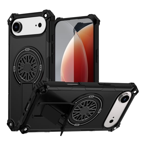 Decase Mag-Safe Case for iPhone Air,Shockproof Heavy Duty Protective Case with Stand,Dual-Layer Hybrid Hard Cover,Black