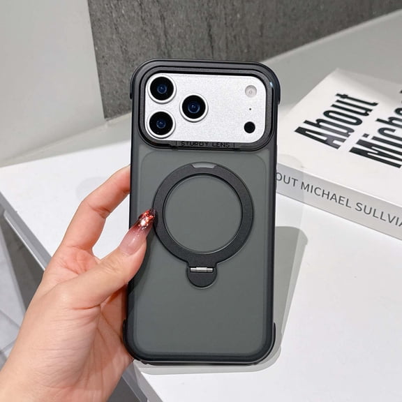 Decase Mag-Safe Case for iPhone 17 Pro Max,Translucent Frosted Cover with Invisible Magnetic O-Ring Stand,Compatible with Mag-Safe,Skin-Friendly Texture Cover,Black