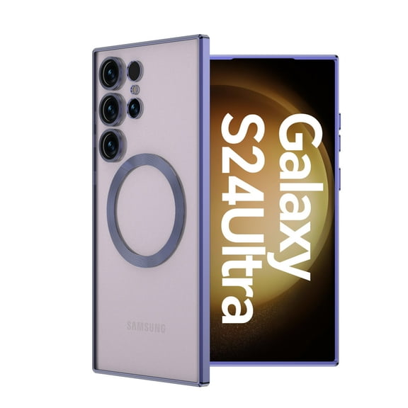 Decase Mag-Safe Compatible Galaxy S24 Clear Case,Slim Fit Plating Magnetic Phone Case Full Camera Protection Cover for Samsung Galaxy S24 (2024 Release),Darkpurple