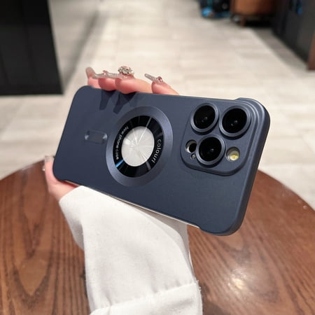 Decase Mag-Safe Compatible for iPhone 15,Matte Frameless Logo View Window Ultra-Thin Magnetic Cover [Support Wireless Charging] Shockproof Apple 15 Case with Camera Lens Protector - Darkblue
