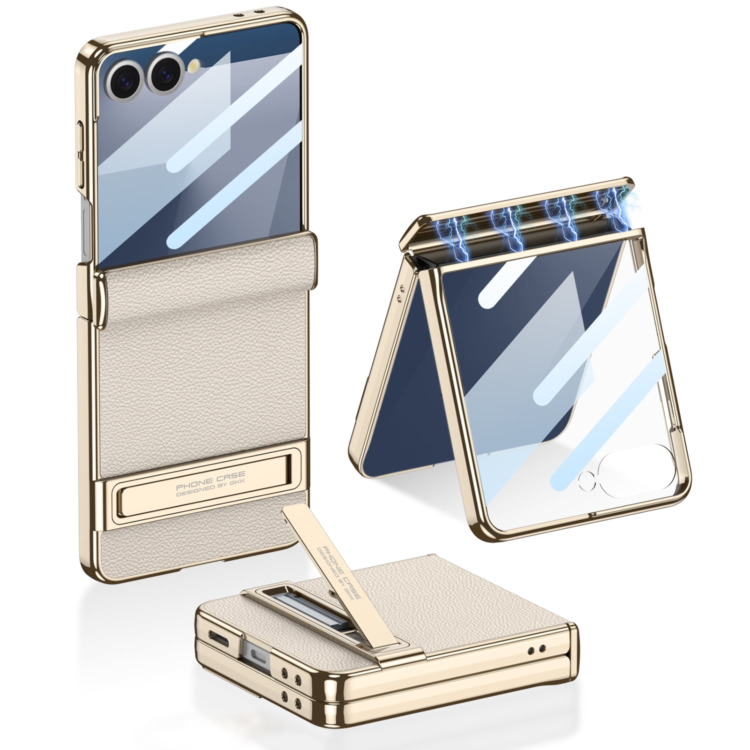 Decase Magnet Hinge Protection Case for Samsung Galaxy Z Flip 7 Phone Case with Stand & Screen Protector,for Galaxy Z Flip 7 Rugged Case,Ultra Thin Leather Skin Phone Cover for Z Flip 7,Titaniumgray