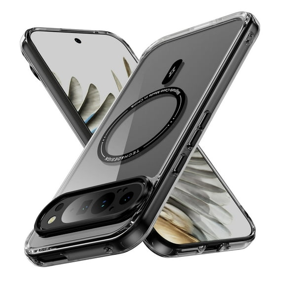 Decase Magnetic Case Compatible with Google Pixel 9 Pro XL/9 Pro/9, Clear Slim Thin Full-Body Shockproof Protective Cover Compatible with MagSafe Wireless Charger for Woman Man,Black