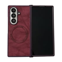 Decase Magnetic Case Compatible with Samsung Galaxy Z Fold 7,Wireless Charging,Vintage Leather Ultra Slim Fit Shockproof Protective Cover for Galaxy Z Fold 7,Flip Anti-Scratch Hybrid Cover,Winered