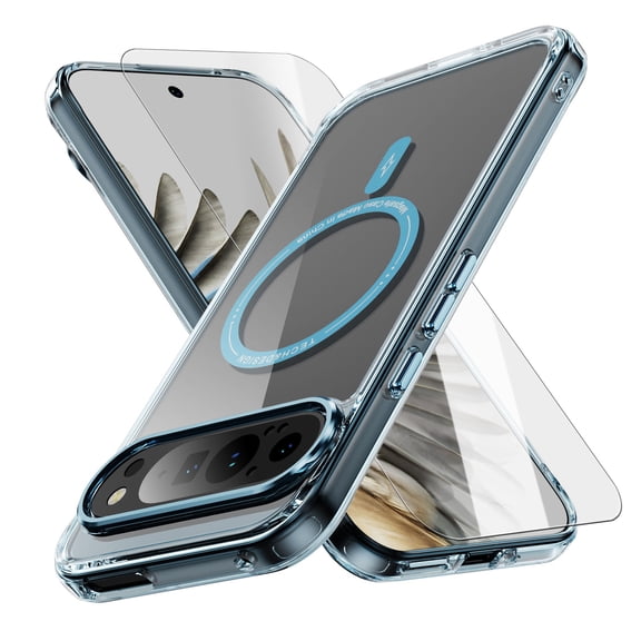 Decase Magnetic Case for Google Pixel 9 / 9 Pro,Compatible with Mag-safe,Military-Grade Protection,Stylish Non-Yellowing Shockproof Case for Google Pixel 9 / 9 Pro with Screen Protector,Blue