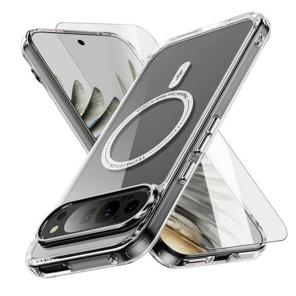 Decase Magnetic Case for Google Pixel 9 Pro XL,Compatible with Mag-safe,Military-Grade Protection,Stylish Non-Yellowing Shockproof Case for Google Pixel 9 Pro XL with Screen Protector,Clear