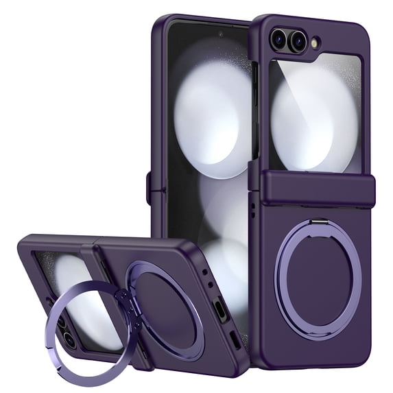 Decase Magnetic Case for Samsung Galaxy Z Flip 6 Compatible with Magsafe, Built-in Kickstand & TPU Hinge Protection Flip 6 Case, Matte PC Cover Ultra Shockproof Phone Case for Z Flip6,Darkpurple