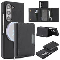 Decase Magnetic Case for Samsung Galaxy Z Fold 3, Detachable Wallet Case RFID Protection Leather Cover with Kickstand Function,Ultra Thin Shockproof Drop-Resistant Z Fold 3 Phone Case,Black