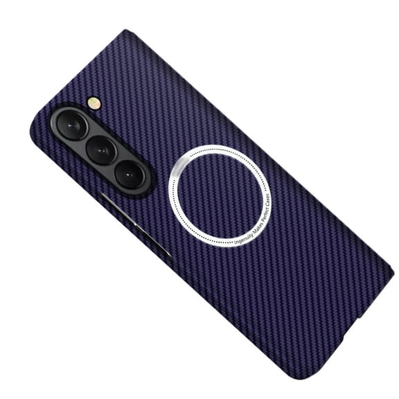 Decase Magnetic Case for Samsung Galaxy Z Fold 7, Compatible with Mag-Safe Carbon Fiber Pattern Slim Thin Lightweight Hard PC Back Anti Scratch Drop Protection Rugged Shockproof Cover,Purple