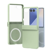 Decase Magnetic Case for Samsung Galaxy Z Flip 6, Shockproof Hinge Protection Rigid Plastic Phone Case with Built-in Screen Protector,Lightgreen