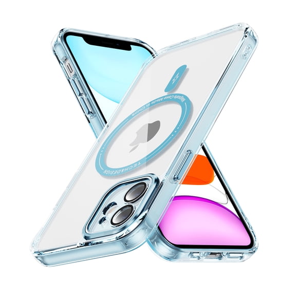 Decase Magnetic Case for iPhone 11,Compatible with Mag-safe,Military-Grade Protection,Slim Stylish Non-Yellowing Shockproof Case for iPhone 11,Clear Anti-Scratch Back Cover,Blue