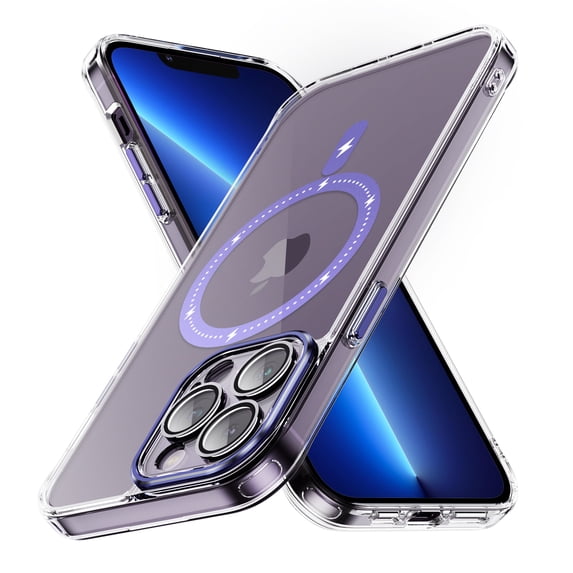 Decase Magnetic Case for iPhone 13 Pro Max,Compatible with Mag-safe,Military-Grade Protection,Slim Stylish Non-Yellowing Shockproof Case for iPhone 13 Pro Max,Clear Anti-Scratch Back Cover,Purple