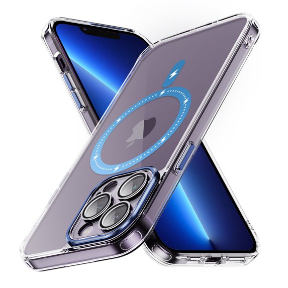 Decase Magnetic Case for iPhone 13 Pro Max,Compatible with Mag-safe,Military-Grade Protection,Slim Stylish Non-Yellowing Shockproof Case for iPhone 13 Pro Max,Clear Anti-Scratch Back Cover,Blue