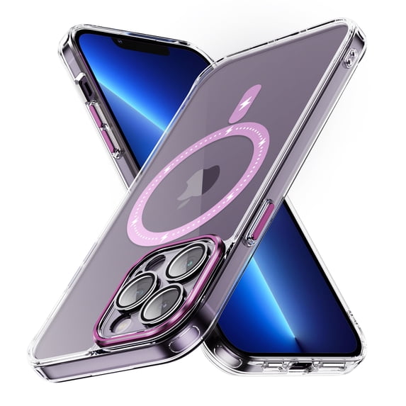 Decase Magnetic Case for iPhone 13 Pro Max,Compatible with Mag-safe,Military-Grade Protection,Slim Stylish Non-Yellowing Shockproof Case for iPhone 13 Pro Max,Clear Anti-Scratch Back Cover,Pink