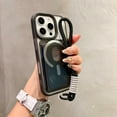 thumbnail image 1 of Decase Magnetic Case for iPhone 16 Plus Matte Hybrid Back Cover with Credit Card Slot,Compatible with Mag Safe,Heavy Duty Wriststrap Bracelet,Military Grade Drop Protection Shockproof Cover,Black, 1 of 10