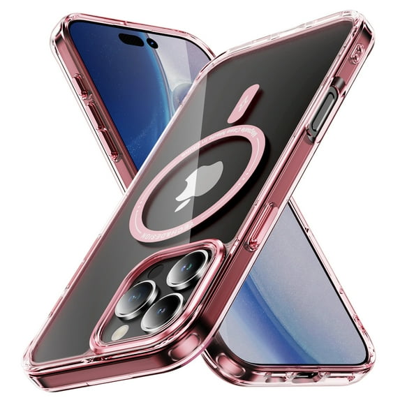 Decase Magnetic Case for iPhone 16 Pro Max,Compatible with Mag-safe,Military-Grade Protection,Slim Stylish Non-Yellowing Shockproof Case for iPhone 16 Pro Max,Clear Anti-Scratch Back Cover,Pink