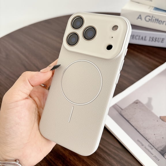 Decase Magnetic Case for iPhone 17 Pro,Hybrid PC+TPU Shock Absorbing Lychee Texture Matte Cover with Lens Protector, Anti-Fingerprint & Anti-Scratch,Supports Wireless Charging,White