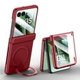 thumbnail image 1 of Decase Magnetic Kickstand Case with Built-in Screen Protector Compatible with Motorola Razr 60 Ultra, Shockproof Hard PC Back Cover with 360° Rotating Ring Stand, Full Protection,Red, 1 of 8
